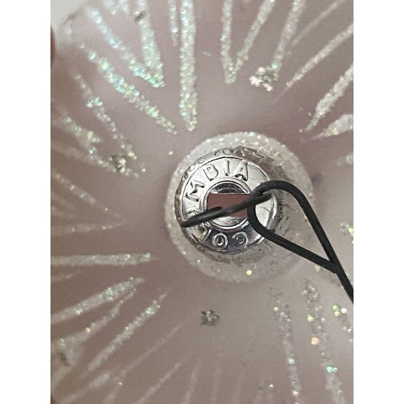 Vintage Blown Frosted Glass Christmas Tree Ball Ornament Marked Columbia on Top - Picture 5 of 16